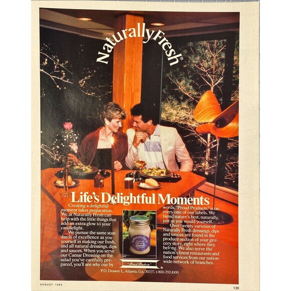 Naturally Fresh Salad Dressing "Lifes Delightful Moments"  Vtg Print Ad 1985 - Picture 1 of 3